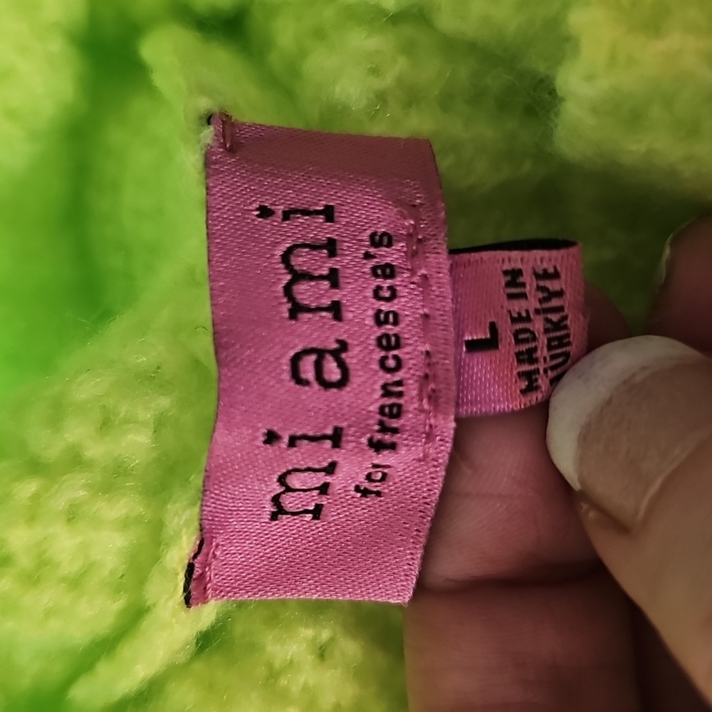 Francesca's Miami Bright Lime Turtleneck Sweater Size L - Picture 3 of 5